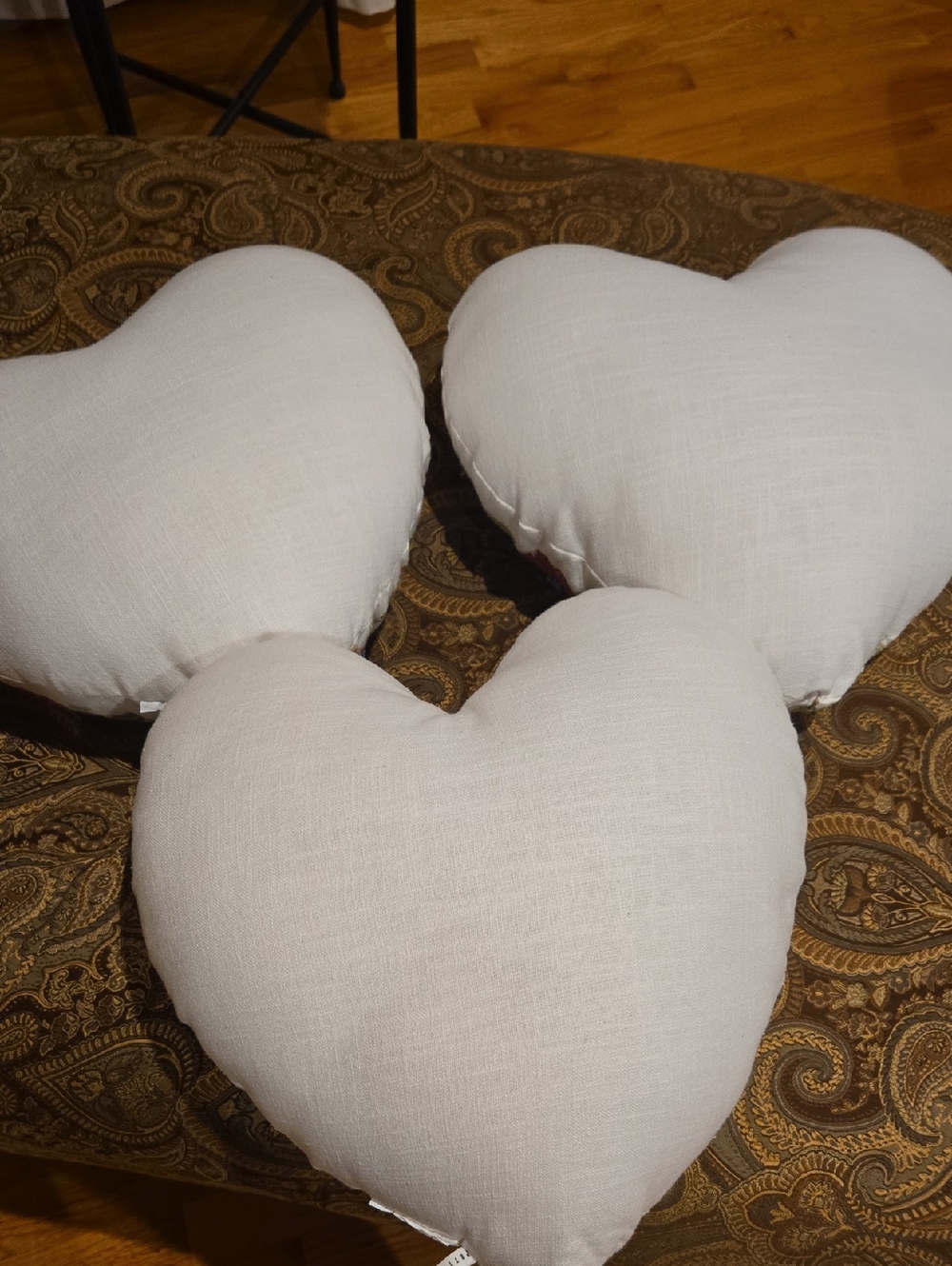 Bundle Of 3 Pottery Barn Embroided Flower Heart Shape Throw Pillows - Picture 3 of 8